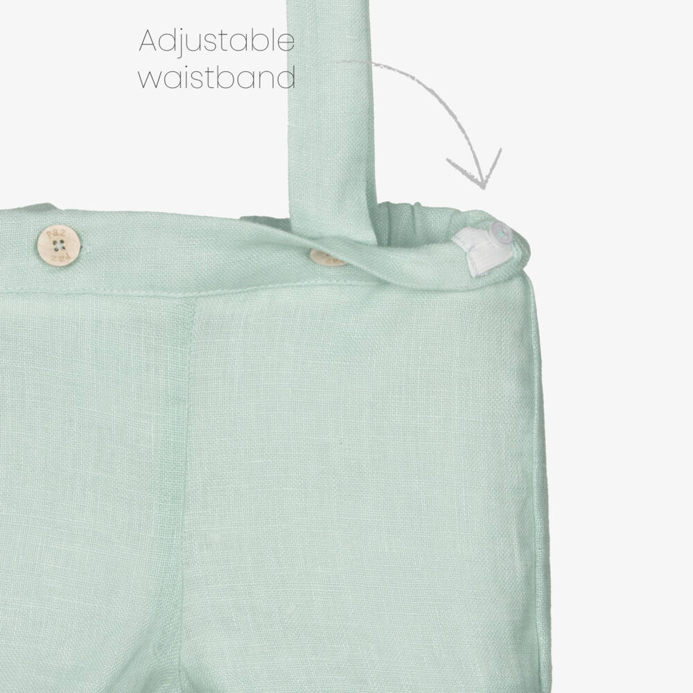 PAZ Rodríguez-Boys Green & White Linen Shorts Set | Childrensalon Outlet