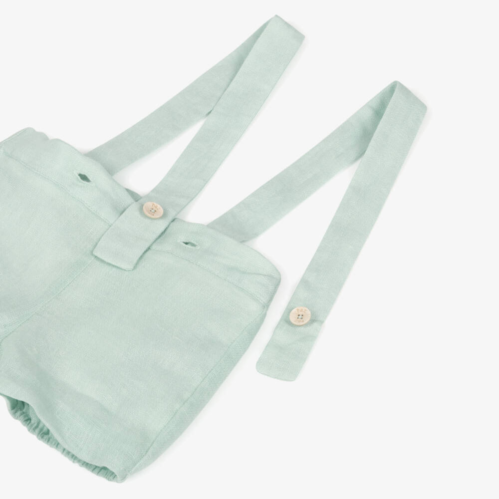 PAZ Rodríguez-Boys Green & White Linen Shorts Set | Childrensalon Outlet