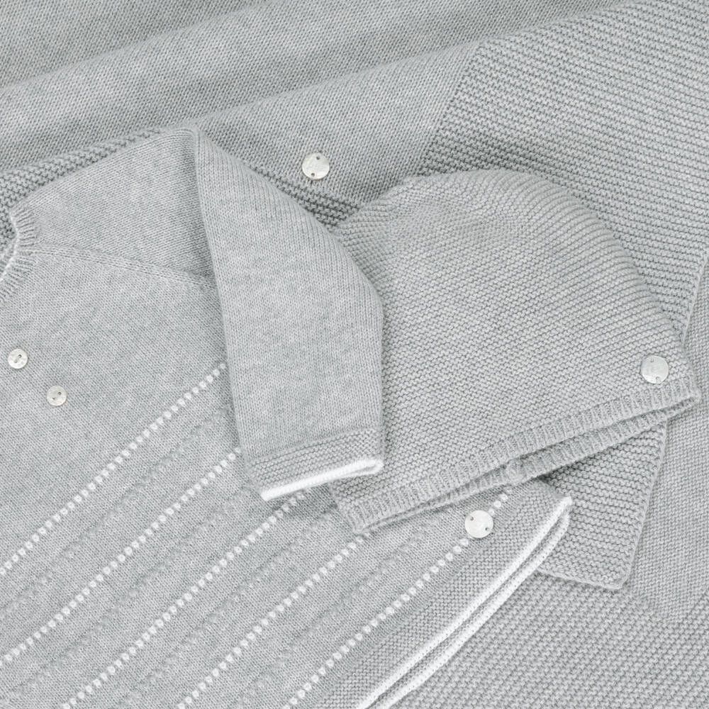 PAZ Rodríguez-Boys Grey Cotton & Cashmere Knitted Babysuit Set | Childrensalon Outlet