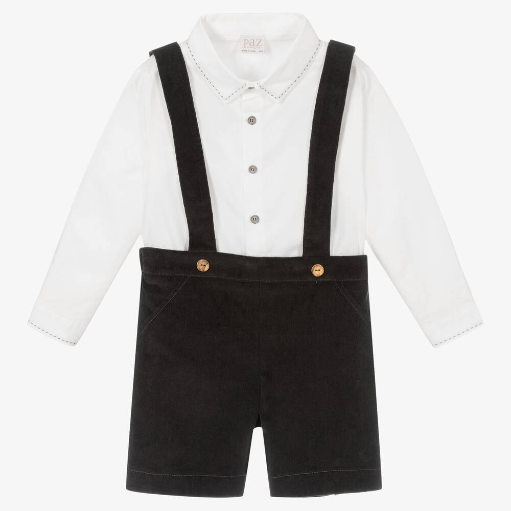 Paz Rodríguez - Boys Grey Cotton Shorts Set | Childrensalon