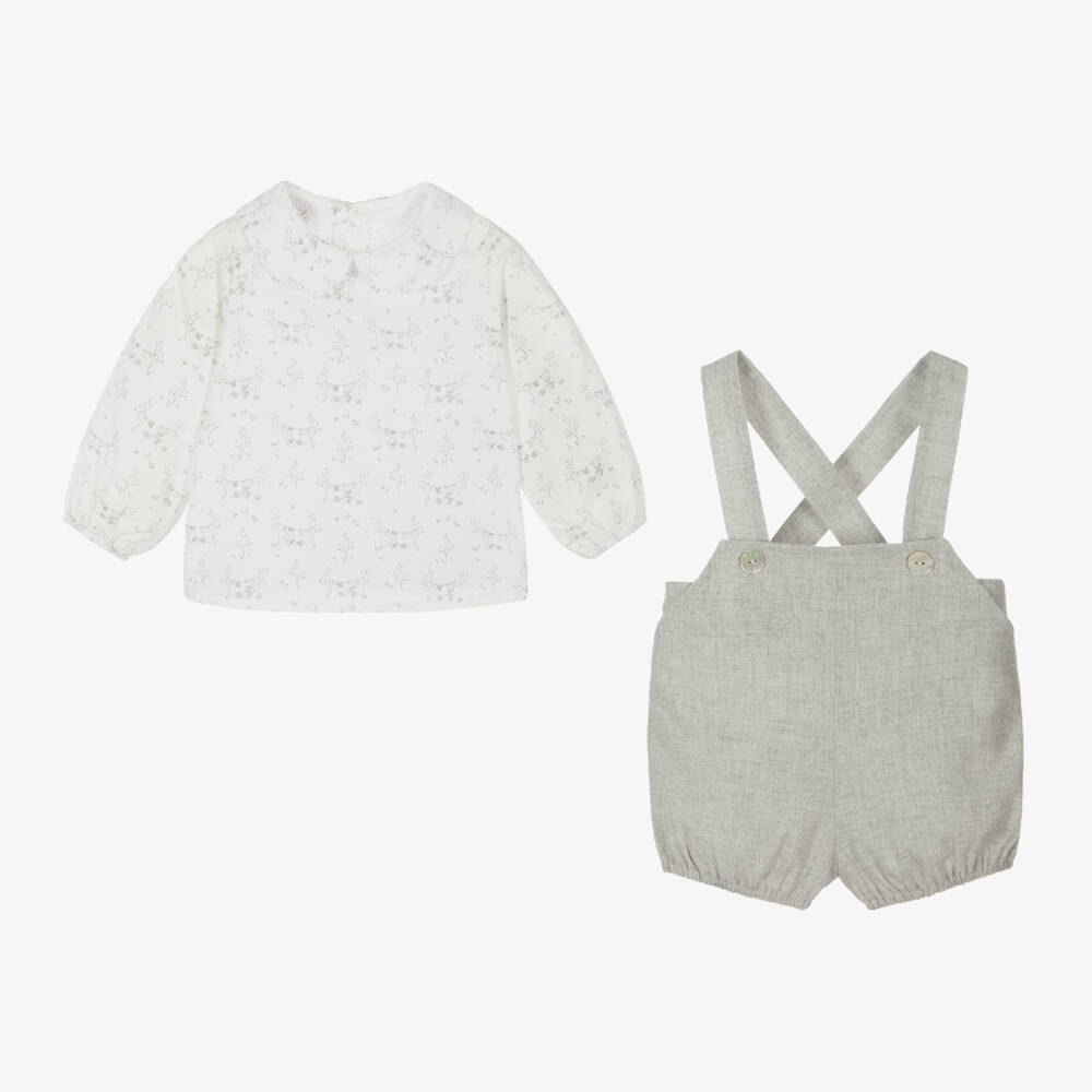 PAZ Rodríguez-Boys Grey Dungaree Outfit Set | Childrensalon Outlet