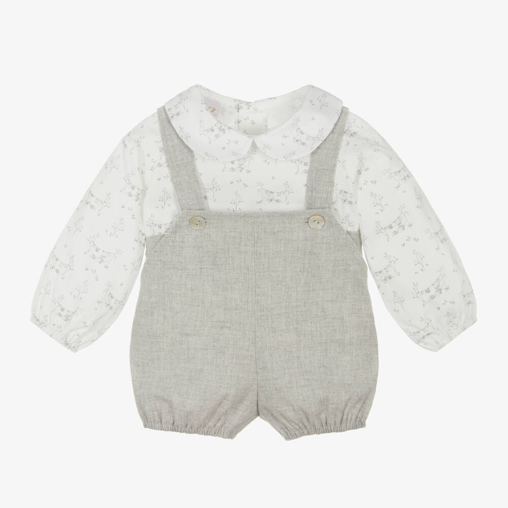 PAZ Rodríguez-Boys Grey Dungaree Outfit Set | Childrensalon Outlet