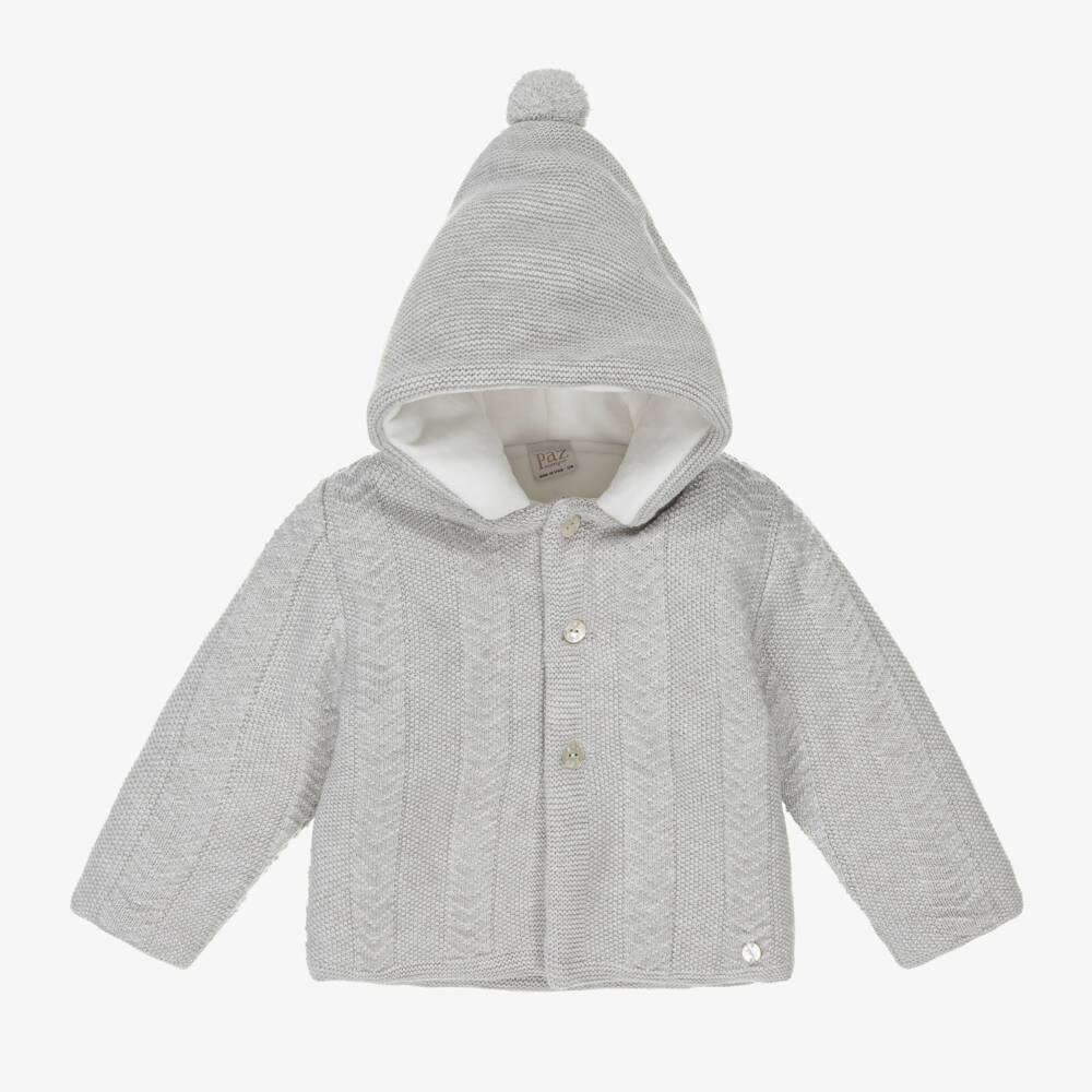 PAZ Rodríguez-Boys Grey Hooded Knit Coat | Childrensalon Outlet