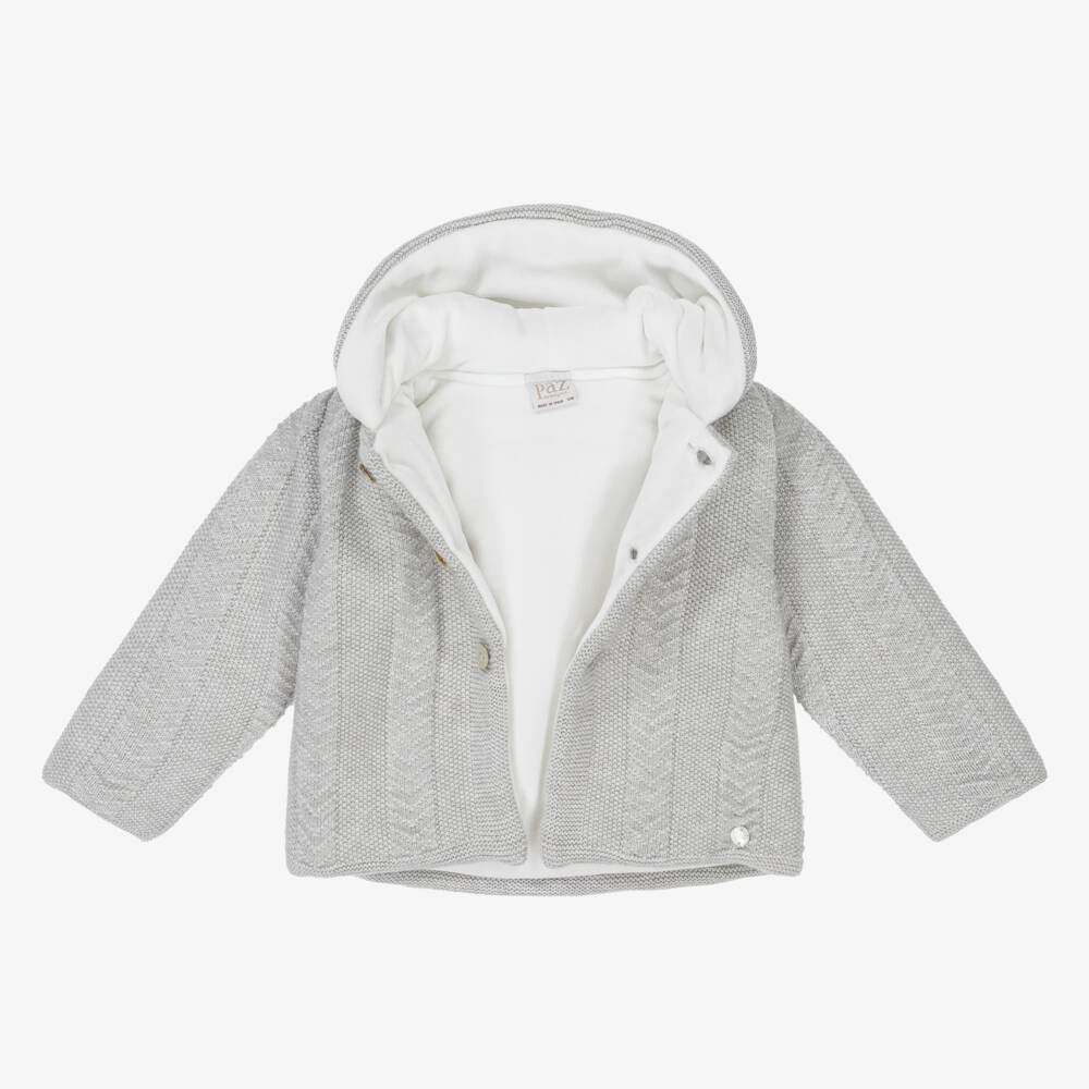 PAZ Rodríguez-Boys Grey Hooded Knit Coat | Childrensalon Outlet