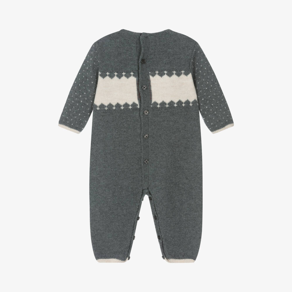 PAZ Rodríguez-Boys Grey Merino Knit Babygrow | Childrensalon Outlet