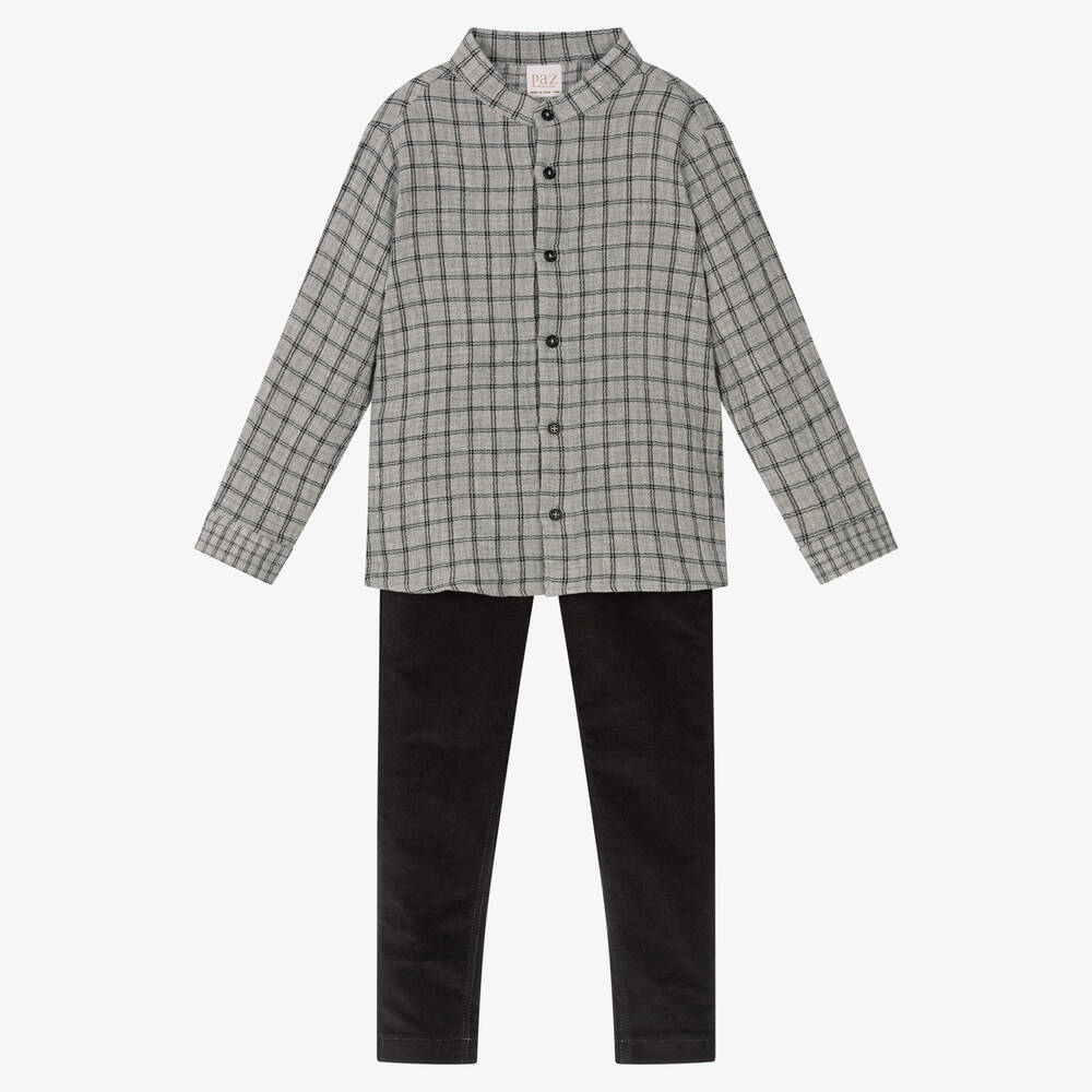 Paz Rodríguez - Boys Grey Shirt & Trouser Set | Childrensalon