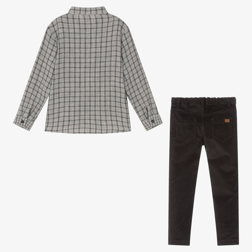 PAZ Rodríguez-Boys Grey Shirt & Trouser Set | Childrensalon Outlet
