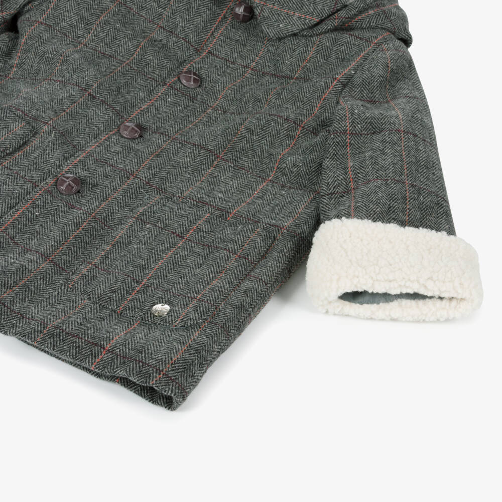 PAZ Rodríguez-معطف بهودي كاروهات لون رمادي للأولاد | Childrensalon Outlet