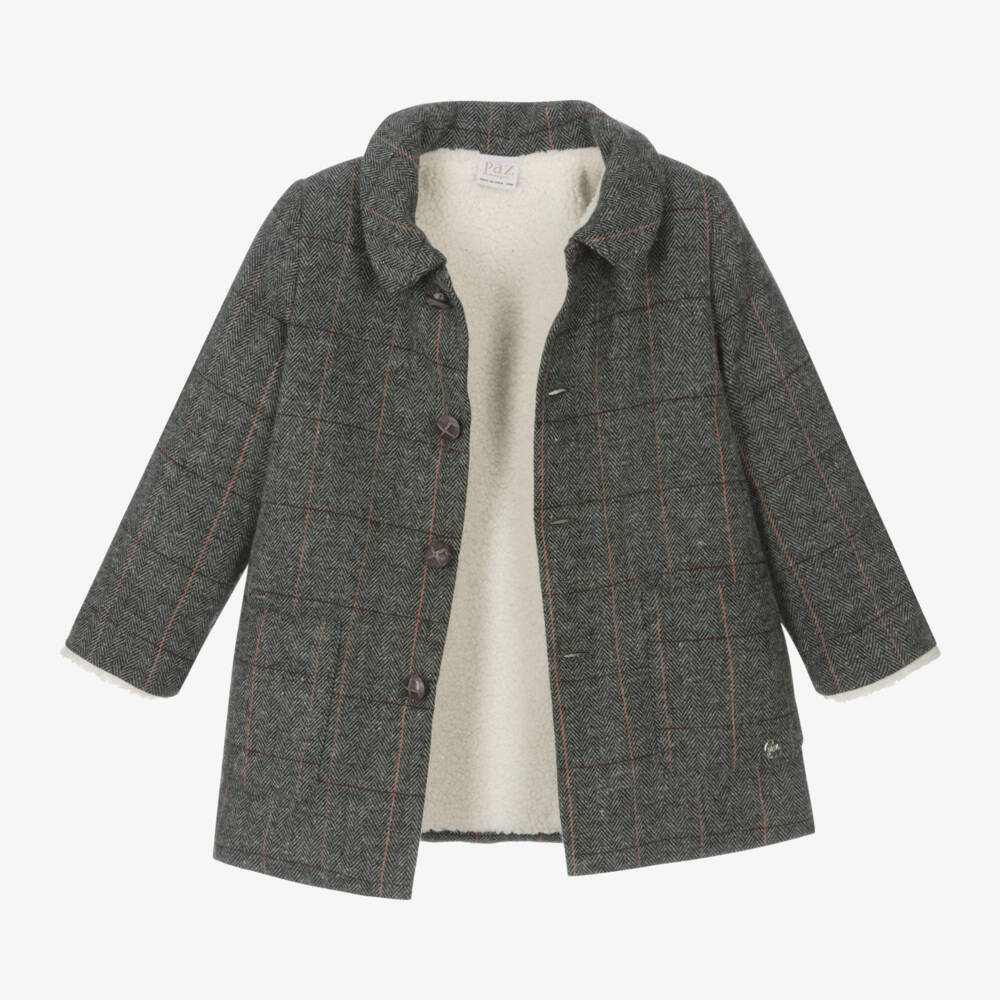 PAZ Rodríguez-معطف بهودي كاروهات لون رمادي للأولاد | Childrensalon Outlet