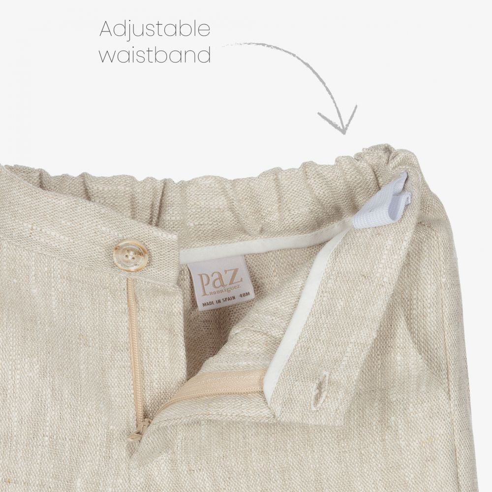 PAZ Rodríguez-طقم شورت مزيج قطن وكتان لون عاجي وبيج للأولاد | Childrensalon Outlet