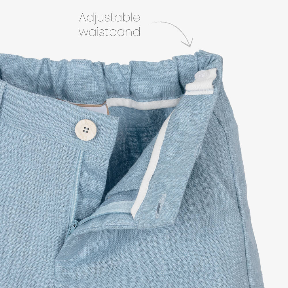 PAZ Rodríguez-Boys Ivory & Blue Linen Shorts Set | Childrensalon Outlet