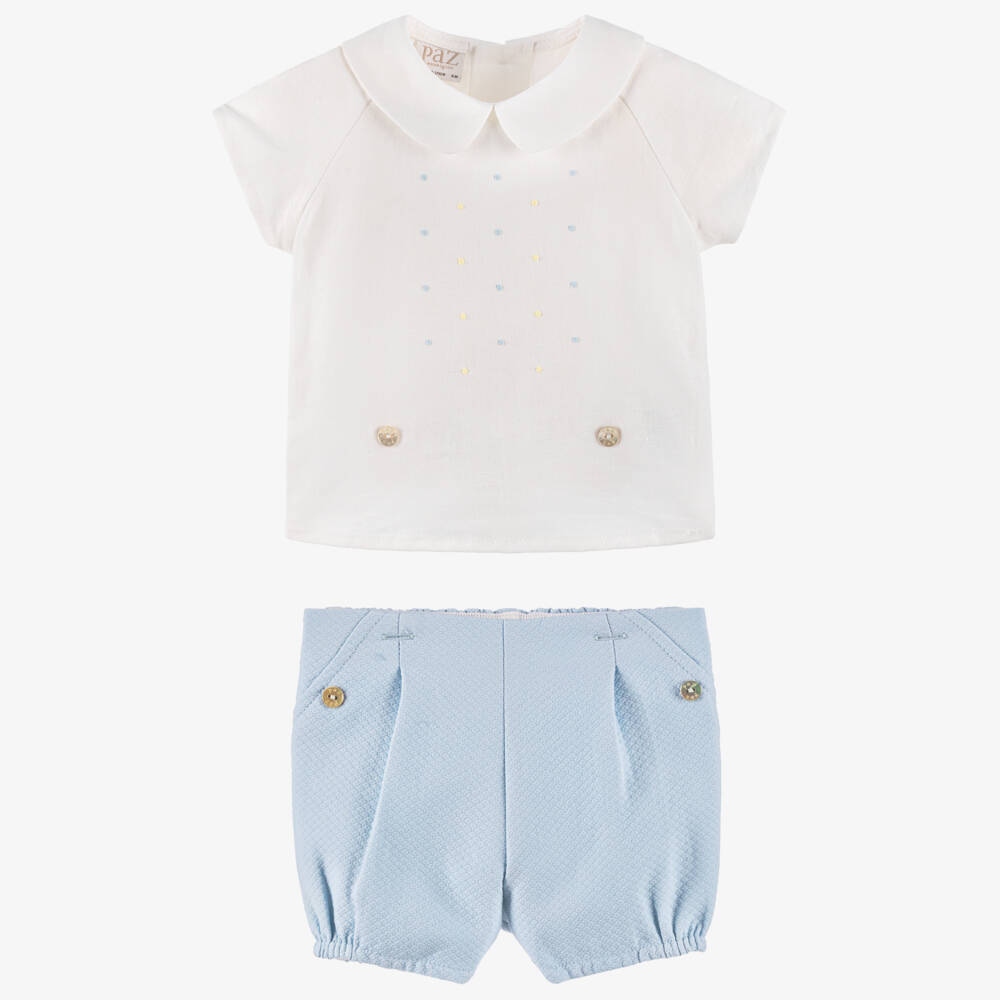 PAZ Rodríguez-Boys Ivory & Blue Shirt Set | Childrensalon Outlet