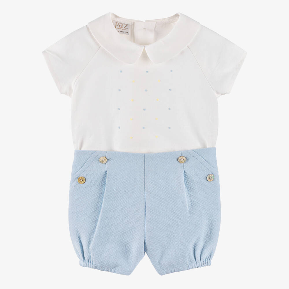 PAZ Rodríguez-Boys Ivory & Blue Shirt Set | Childrensalon Outlet