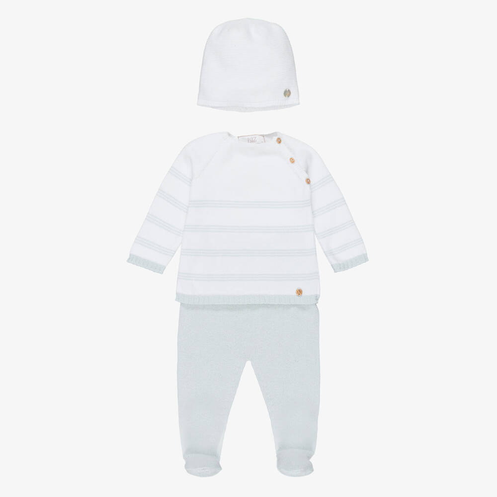 PAZ Rodríguez-Boys Ivory & Green Knitted Babysuit Set | Childrensalon Outlet