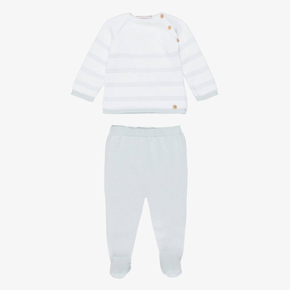 PAZ Rodríguez-Boys Ivory & Green Knitted Babysuit Set | Childrensalon Outlet