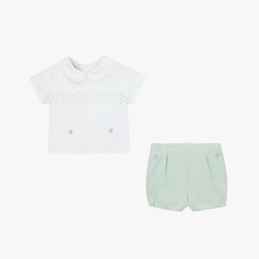 PAZ Rodríguez-Boys Ivory & Green Linen Ensemble | Childrensalon Outlet