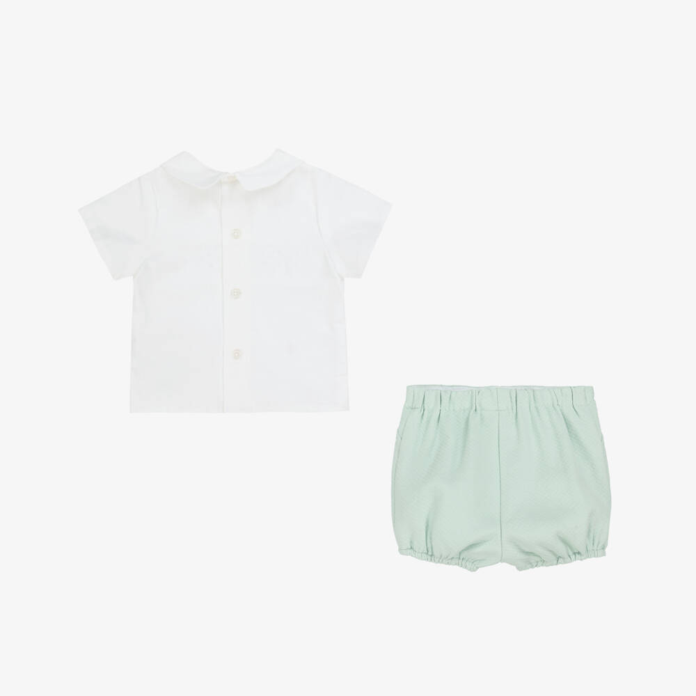 PAZ Rodríguez-Boys Ivory & Green Linen Ensemble | Childrensalon Outlet