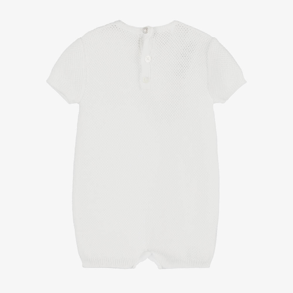 PAZ Rodríguez-Boys Ivory Knit Cotton Romper | Childrensalon Outlet