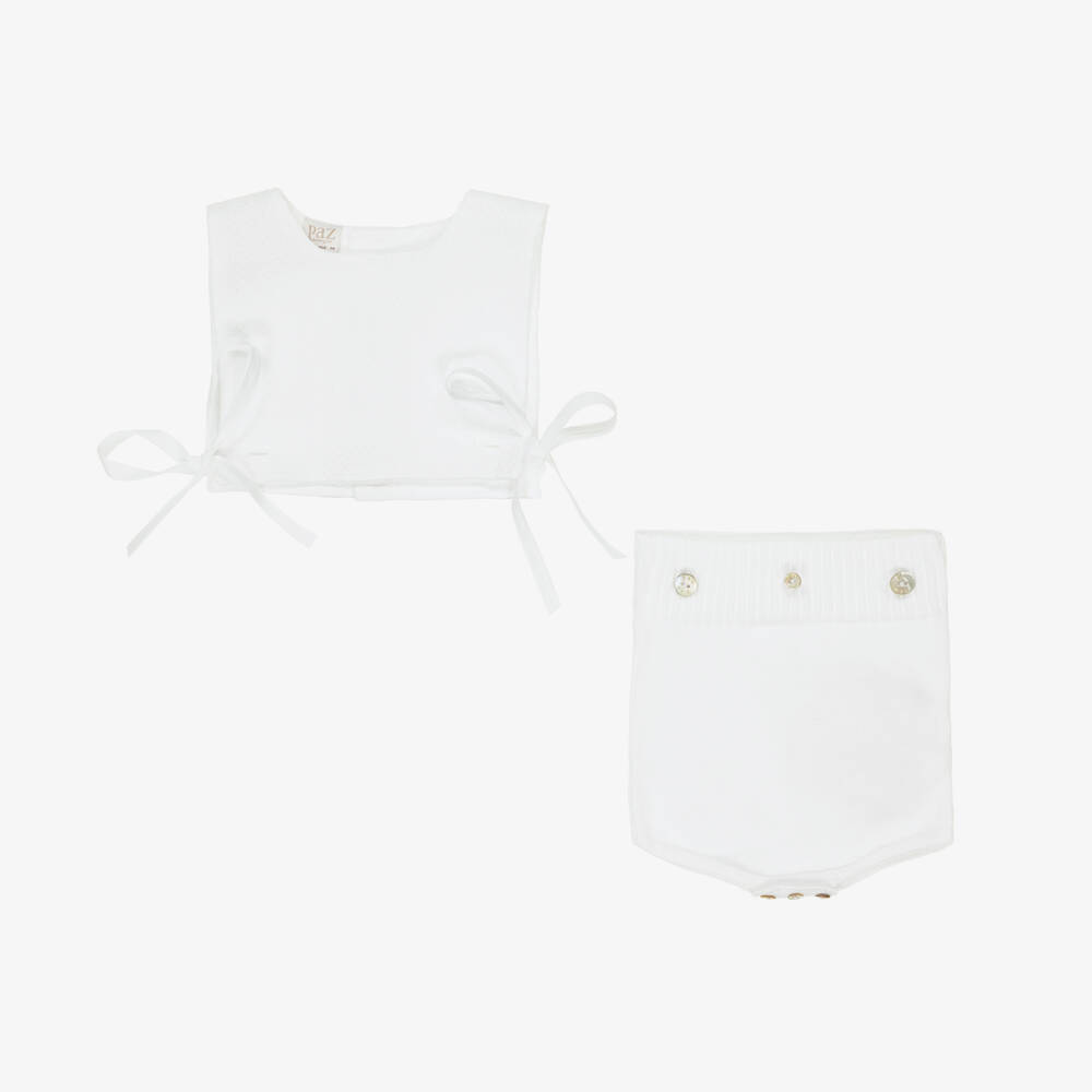 PAZ Rodríguez-Boys' Ivory Knit Romper Delight | Childrensalon Outlet