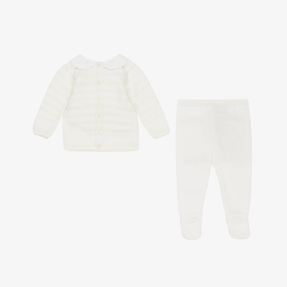 PAZ Rodríguez-Boys Ivory Knit Striped Babygrow Set | Childrensalon Outlet