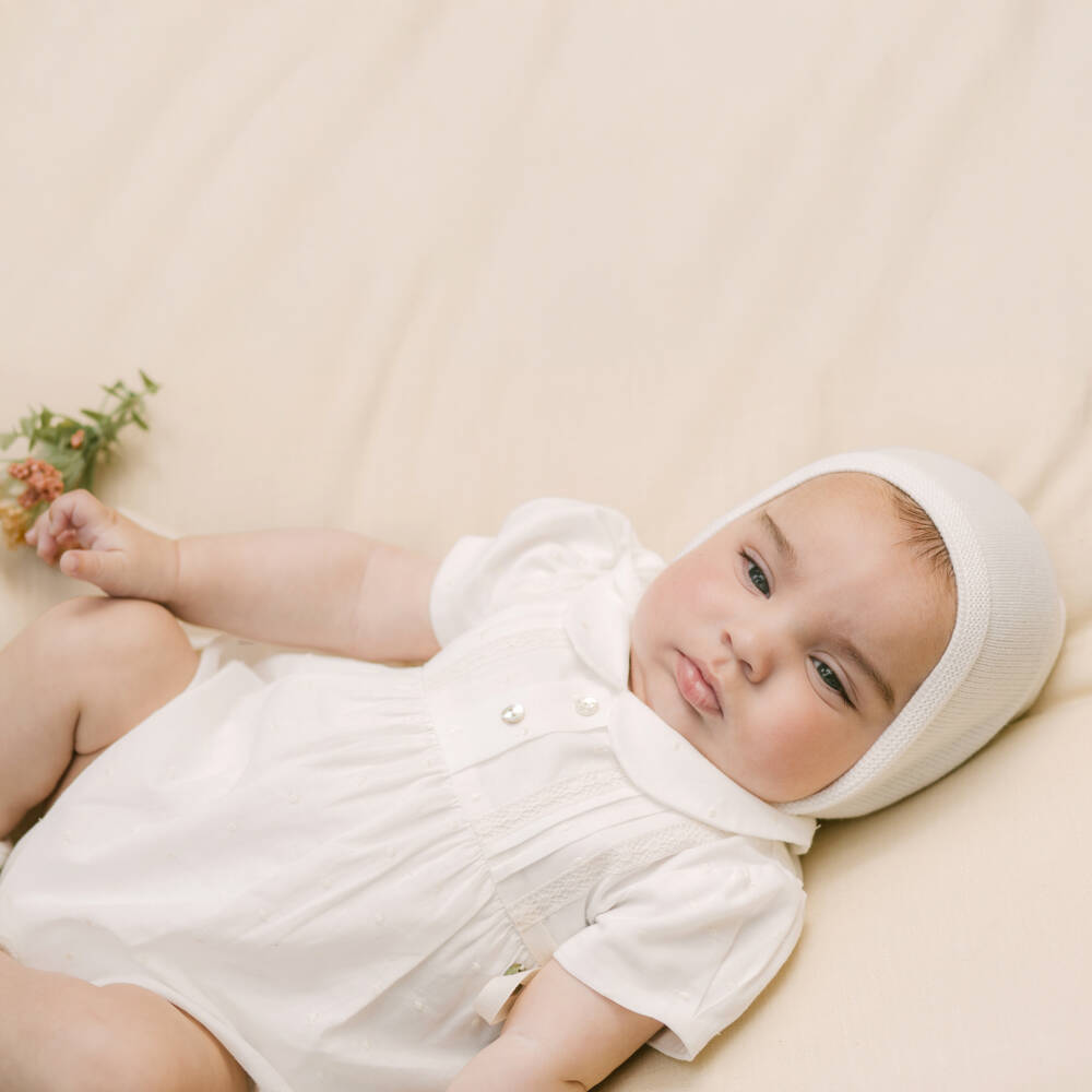 PAZ Rodríguez-Boys Ivory Plumeti Romper | Childrensalon Outlet