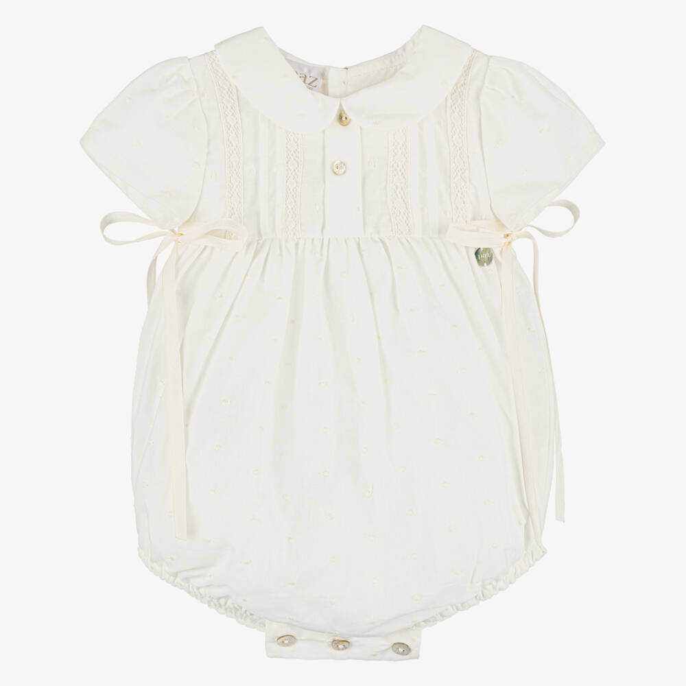 PAZ Rodríguez-Boys Ivory Plumeti Romper | Childrensalon Outlet