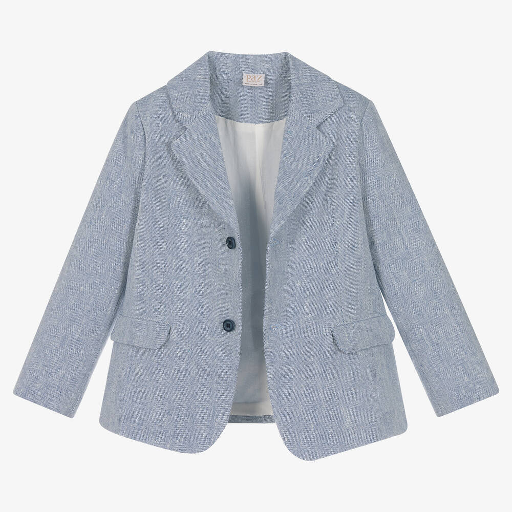 PAZ Rodríguez-Голубой льняной костюм для мальчиков | Childrensalon Outlet
