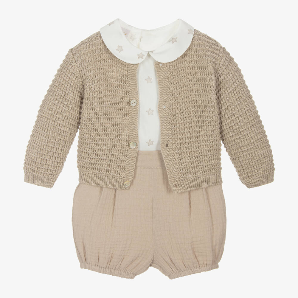 PAZ Rodríguez-Boys Light Brown Cotton Cashmere Set | Childrensalon Outlet