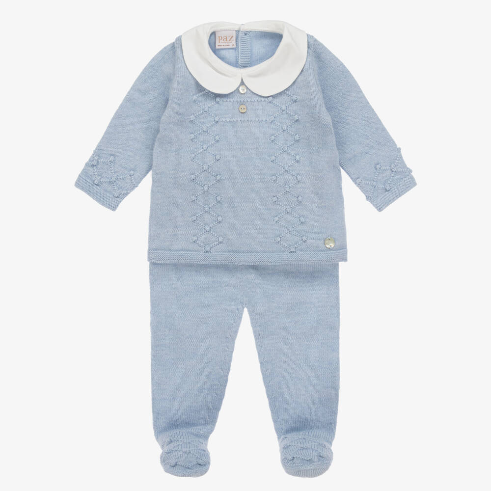 PAZ Rodríguez-Boys Merino Knit Blue Outfit | Childrensalon Outlet