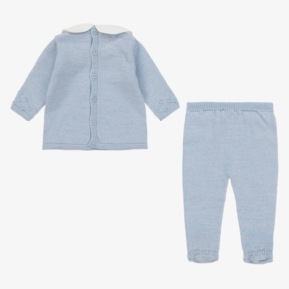 PAZ Rodríguez-Boys Merino Knit Blue Outfit | Childrensalon Outlet