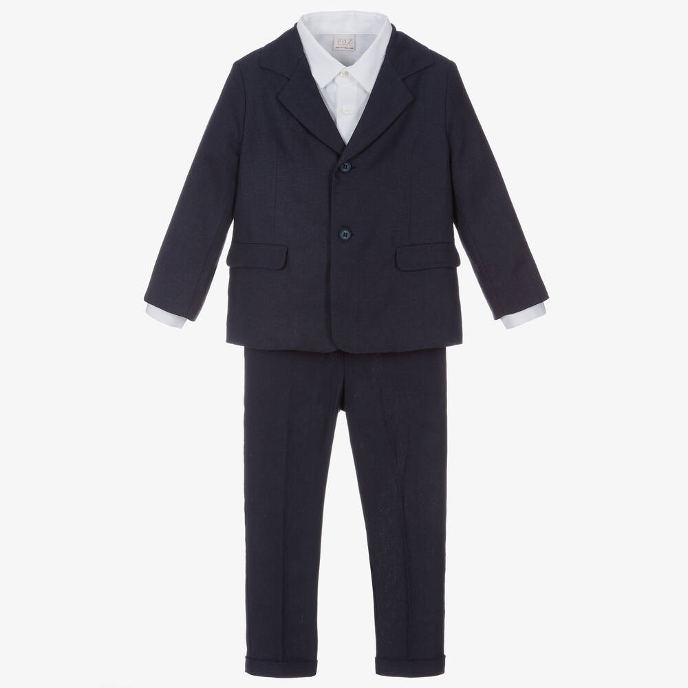 Paz Rodríguez - Navyblaues Leinenanzug-Set | Childrensalon