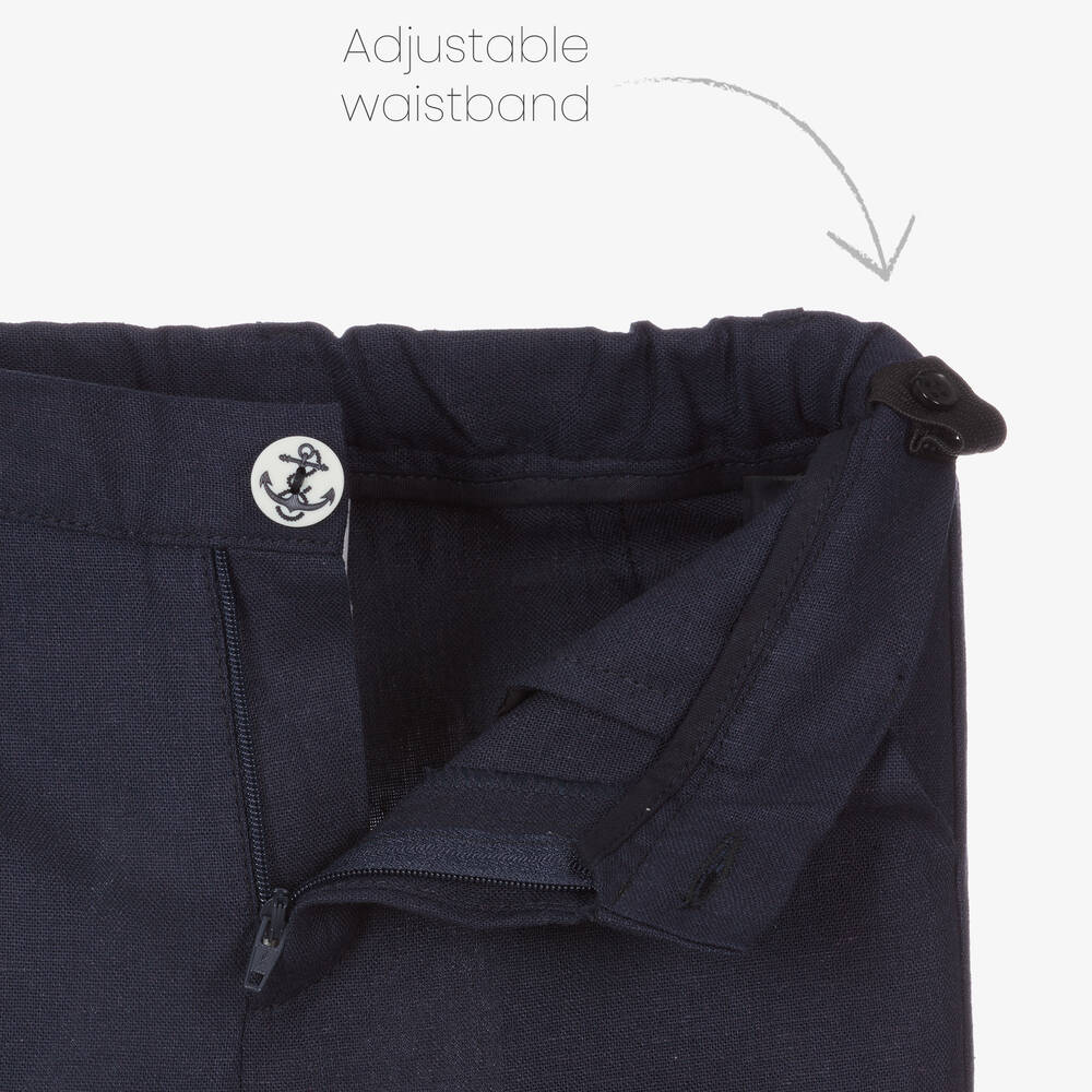 PAZ Rodríguez-Boys Navy Blue Linen Suit Set | Childrensalon Outlet