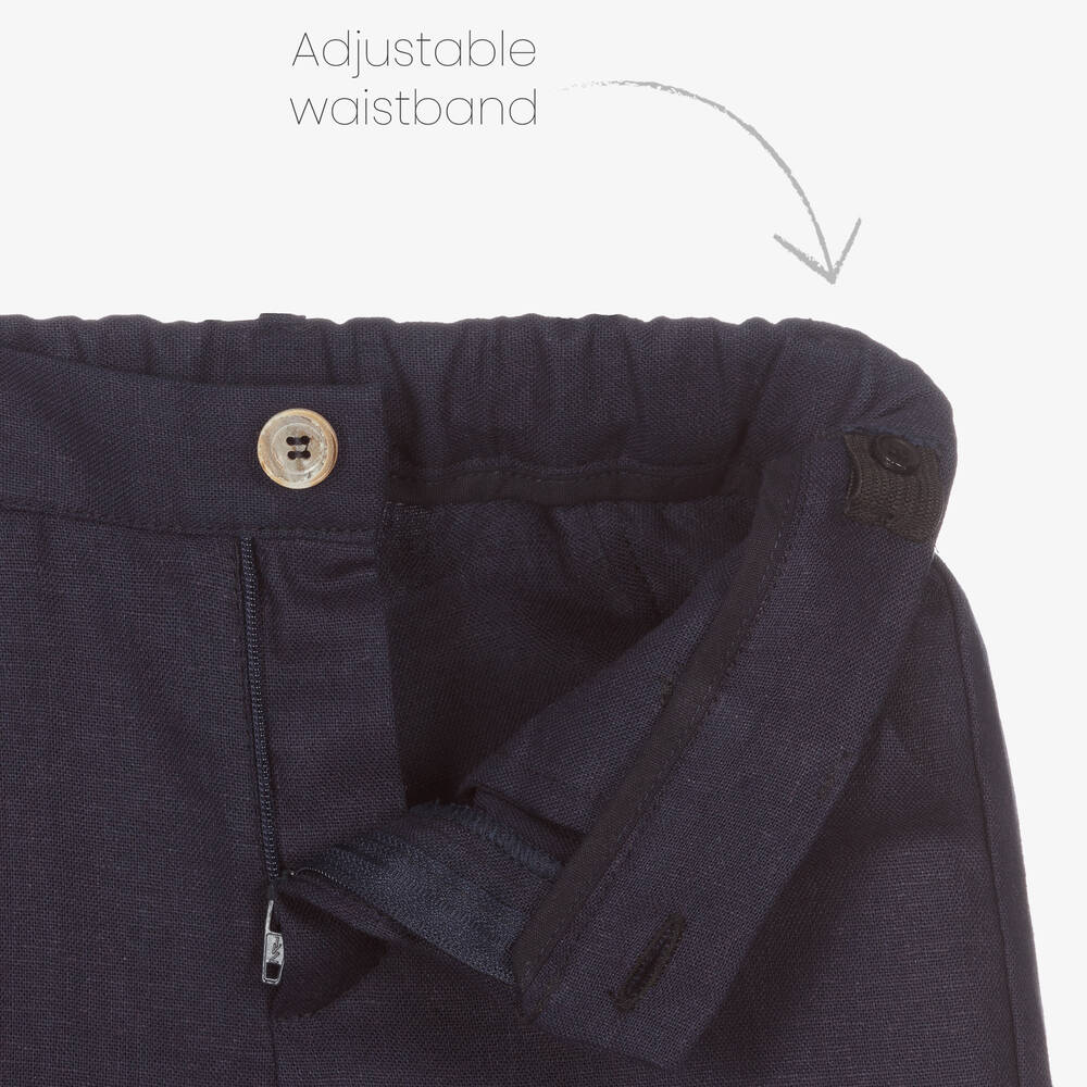 PAZ Rodríguez-Boys Navy Blue & White Linen Shorts Set | Childrensalon Outlet