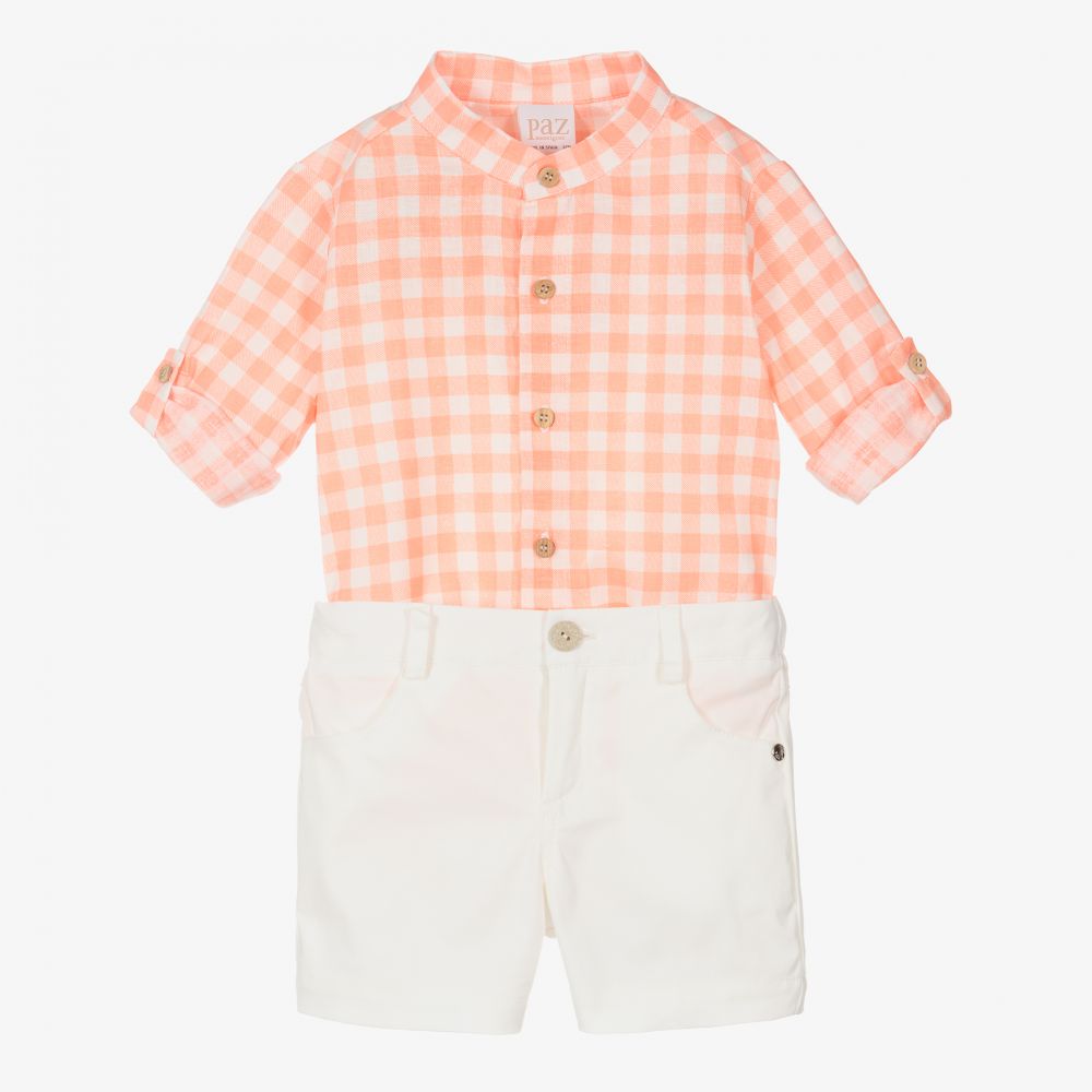 Paz Rodríguez - Оранжевая рубашка и кремовые шорты для мальчиков | Childrensalon