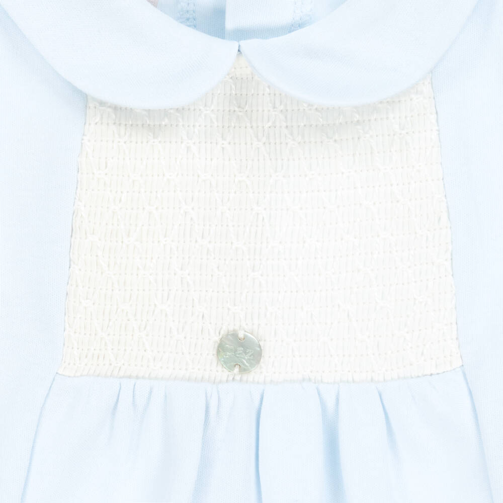 PAZ Rodríguez-Boys Pale Blue Shirred Romper | Childrensalon Outlet