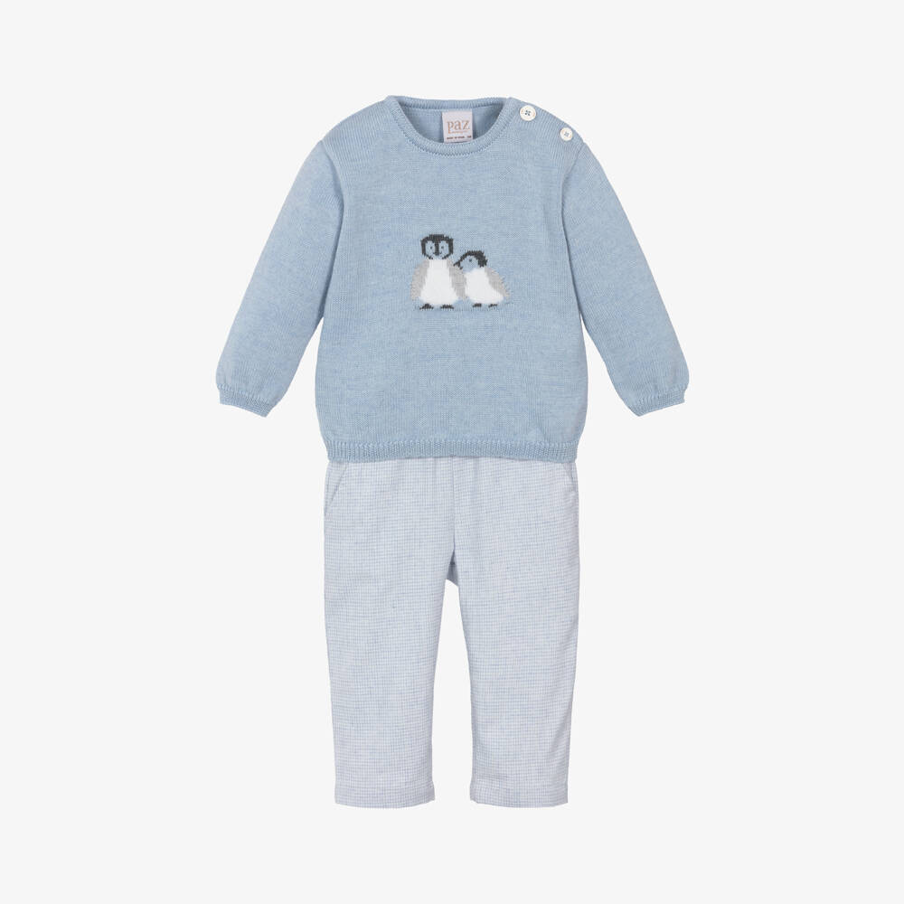 PAZ Rodríguez-Boys Penguin Knit Set in Blue | Childrensalon Outlet