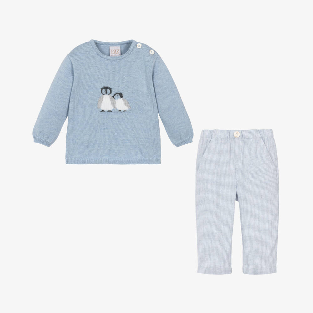 PAZ Rodríguez-Boys Penguin Knit Set in Blue | Childrensalon Outlet