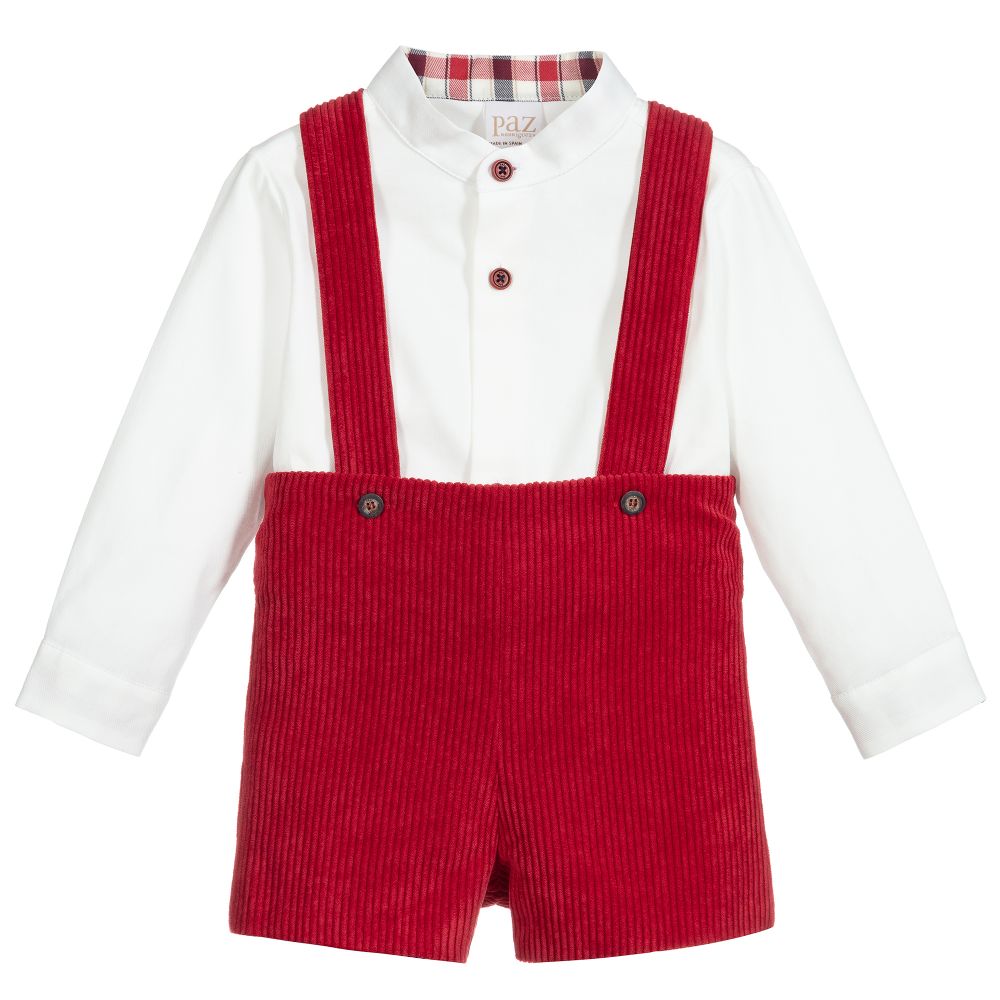 Paz Rodríguez Boys Red Corduroy Shorts Set Childrensalon Outlet