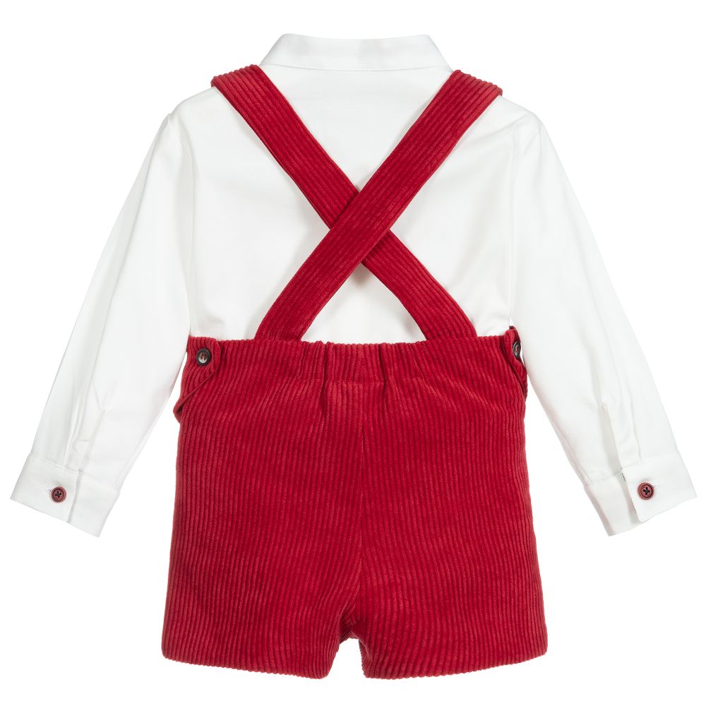Paz Rodriguez - Conjunto de pantalones cortos de pana rojo para niño |  Childrensalon Outlet