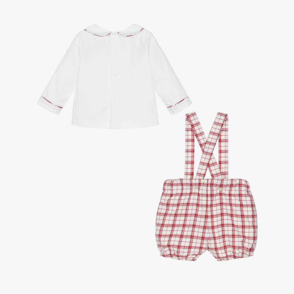 PAZ Rodríguez-Boys Red & White Check Cotton Shirt & Shorts Set | Childrensalon Outlet