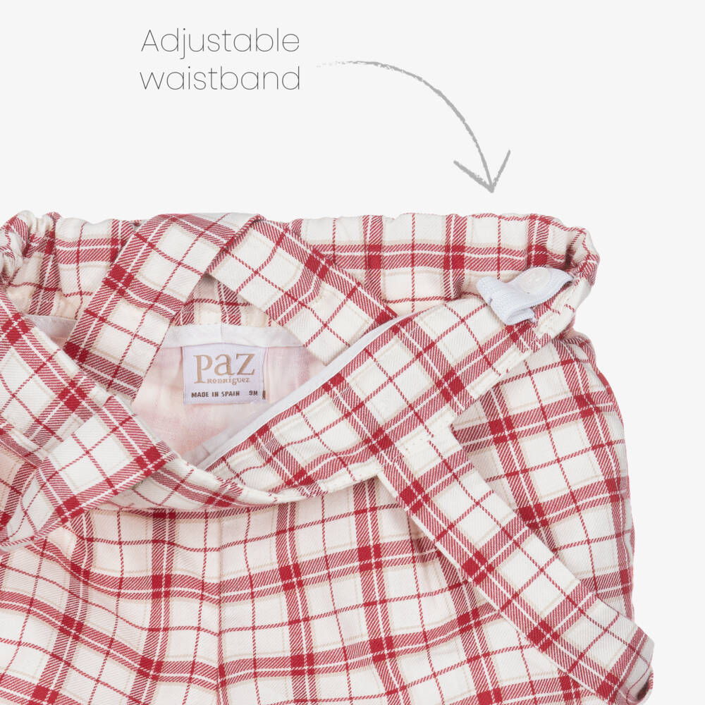 PAZ Rodríguez-Boys Red & White Check Cotton Shirt & Shorts Set | Childrensalon Outlet