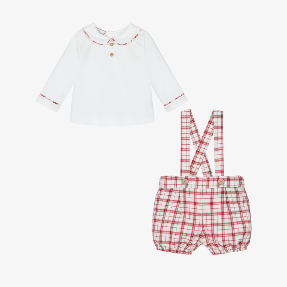 PAZ Rodríguez-Boys Red & White Check Cotton Shirt & Shorts Set | Childrensalon Outlet