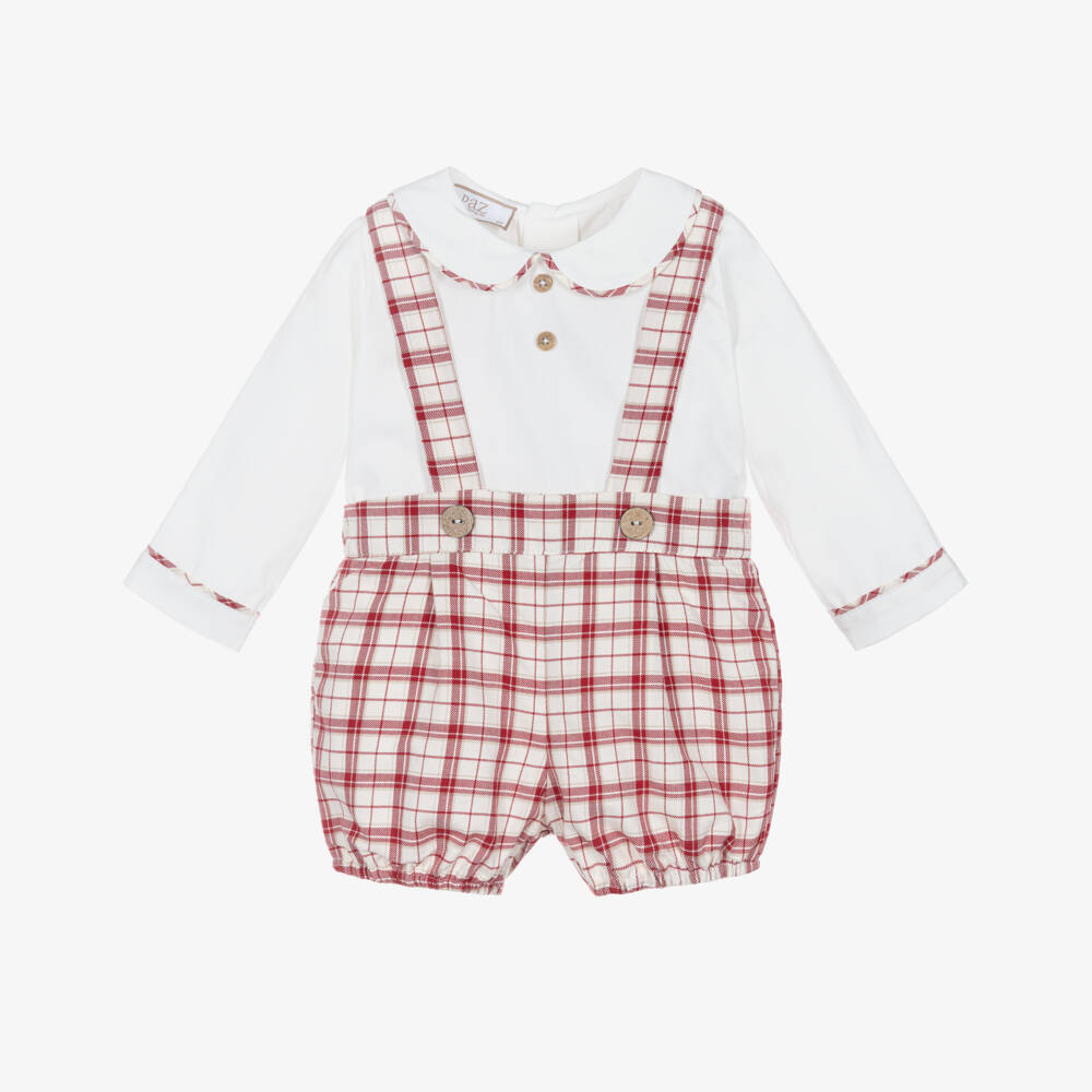 PAZ Rodríguez-Boys Red & White Check Cotton Shirt & Shorts Set | Childrensalon Outlet
