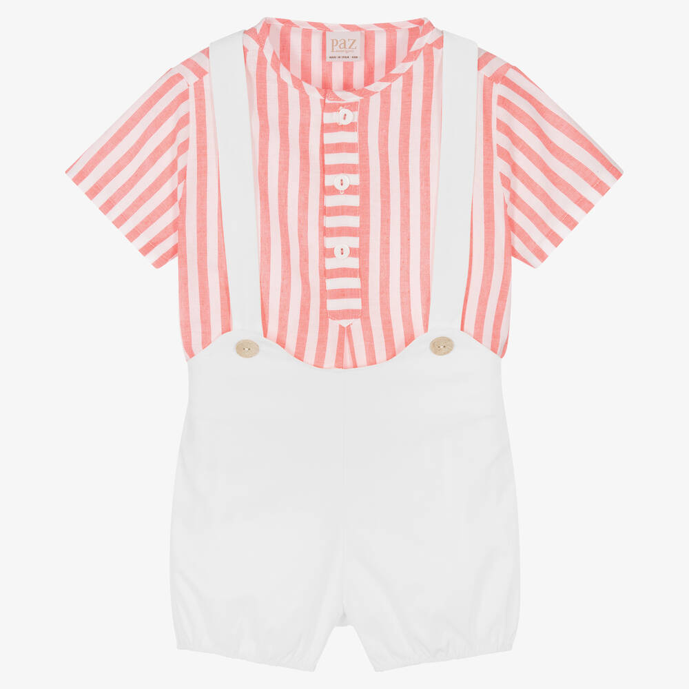 PAZ Rodríguez-Boys Red & White Striped Shorts Set | Childrensalon Outlet