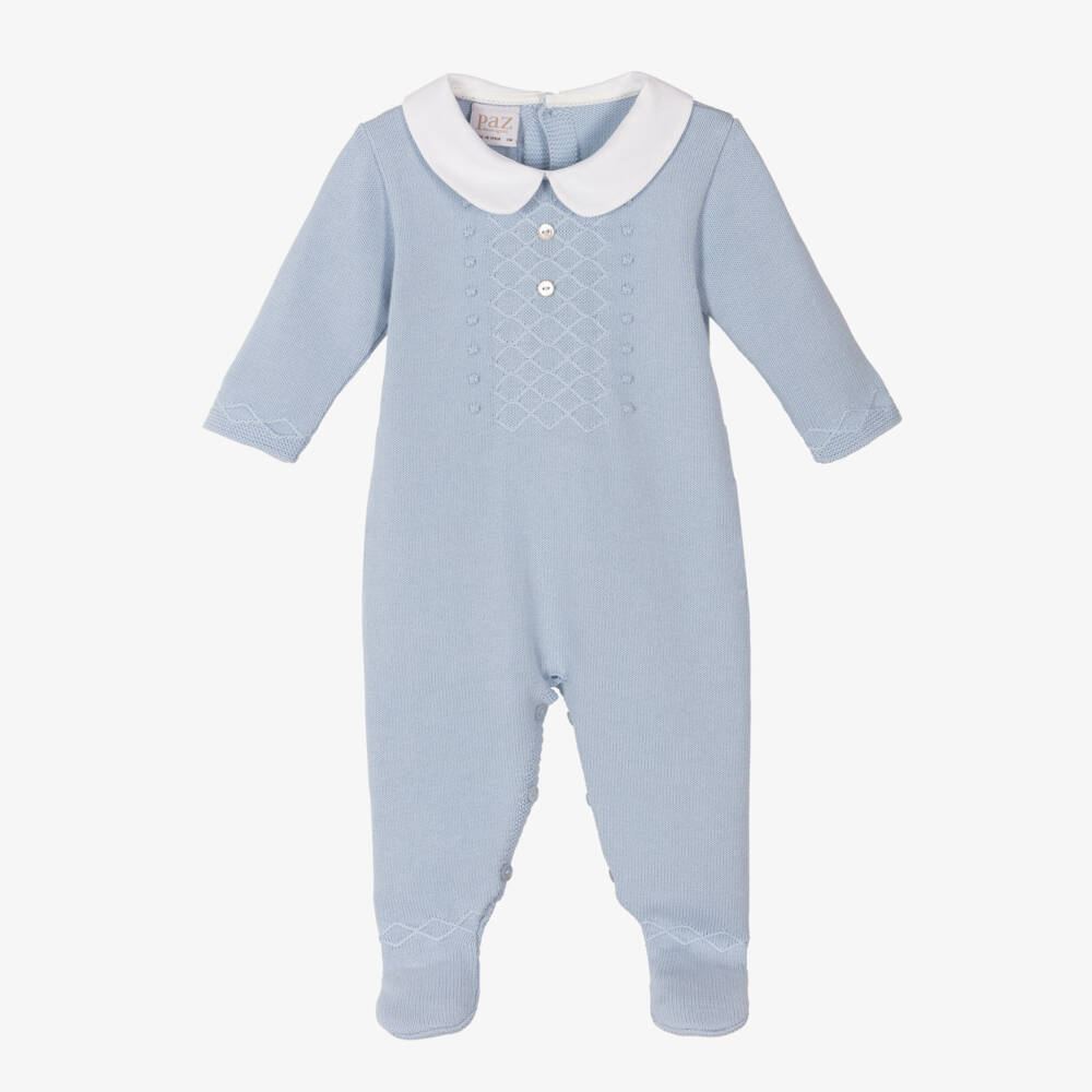 PAZ Rodríguez-Boys Sky-Hued Cotton Knitted Suit | Childrensalon Outlet