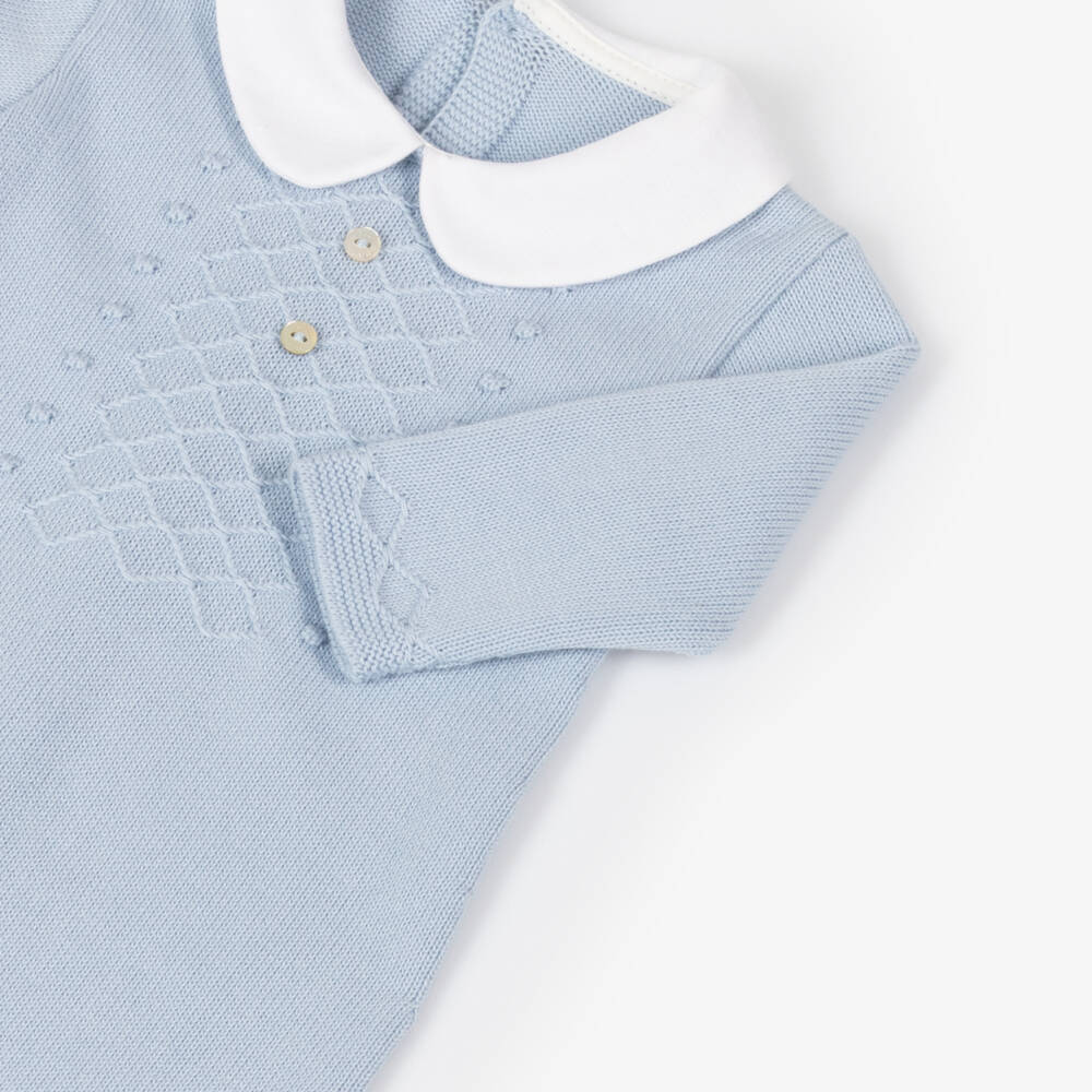 PAZ Rodríguez-Boys Sky-Hued Cotton Knitted Suit | Childrensalon Outlet