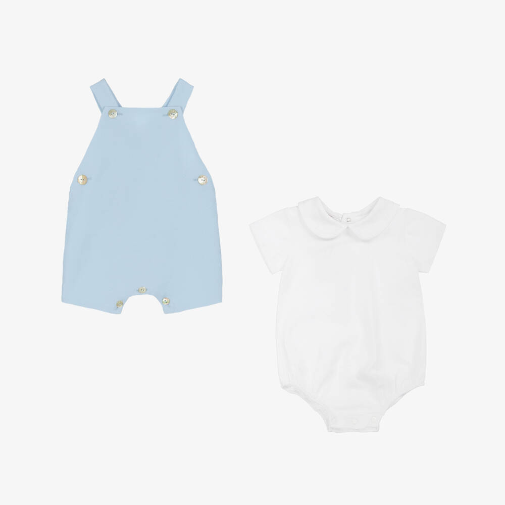 PAZ Rodríguez-Boys Soft Blue Dungaree Ensemble | Childrensalon Outlet
