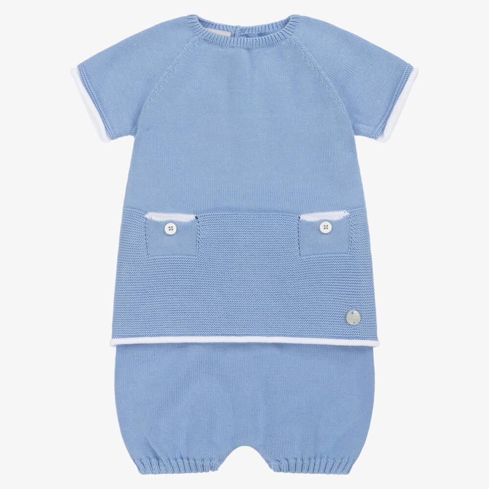 PAZ Rodríguez-Boys' Soft Blue Knit Ensemble | Childrensalon Outlet