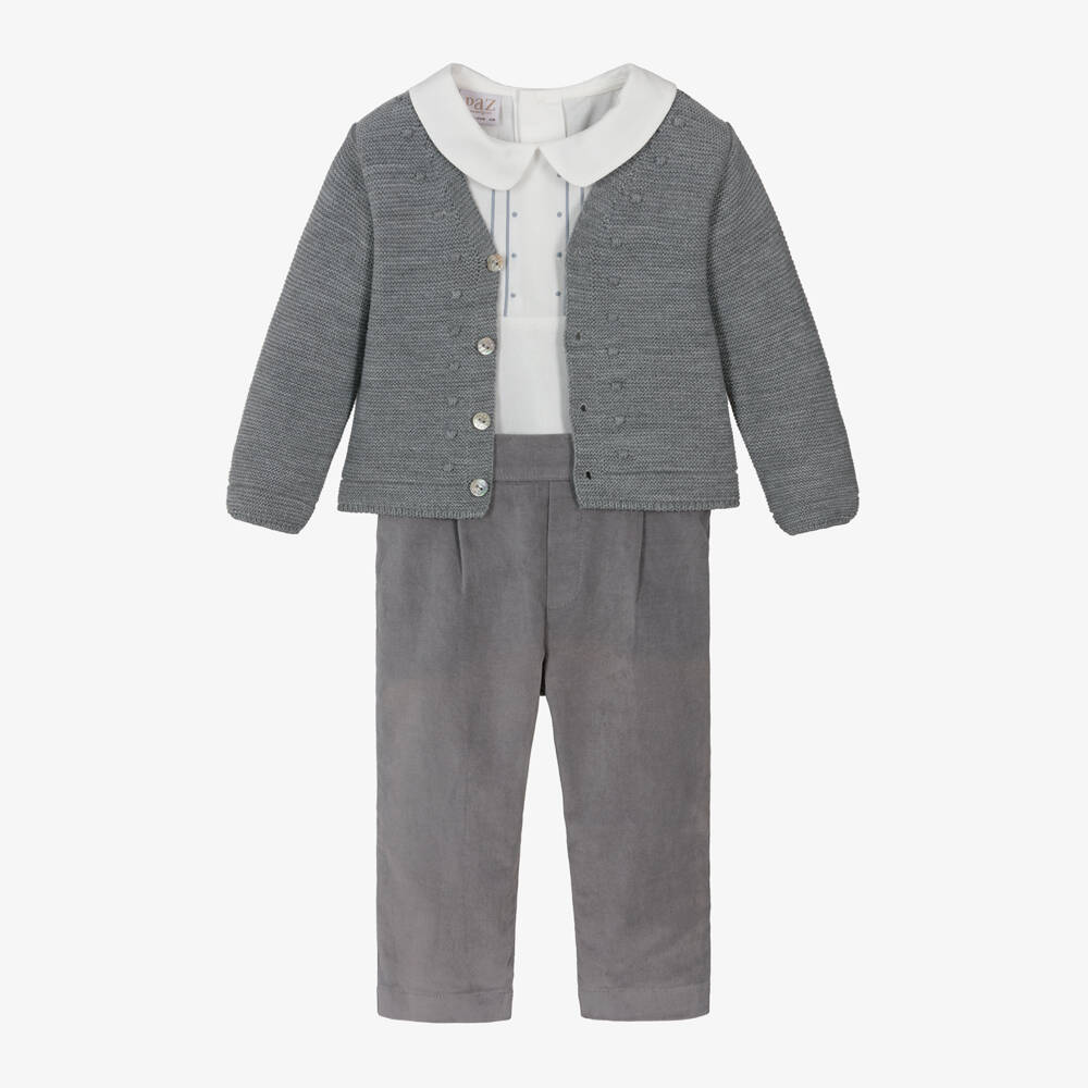 PAZ Rodríguez-Boys Velour Grey Trouser Outfit | Childrensalon Outlet