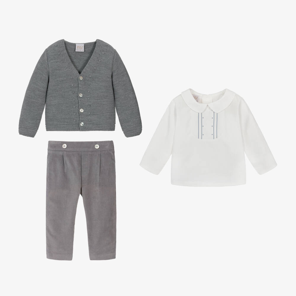 PAZ Rodríguez-Boys Velour Grey Trouser Outfit | Childrensalon Outlet